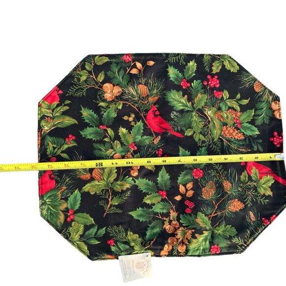 Sewphisticated Handcrafts 6 black Christmas placemats red cardinal bird 16x13 - Picture 5 of 7